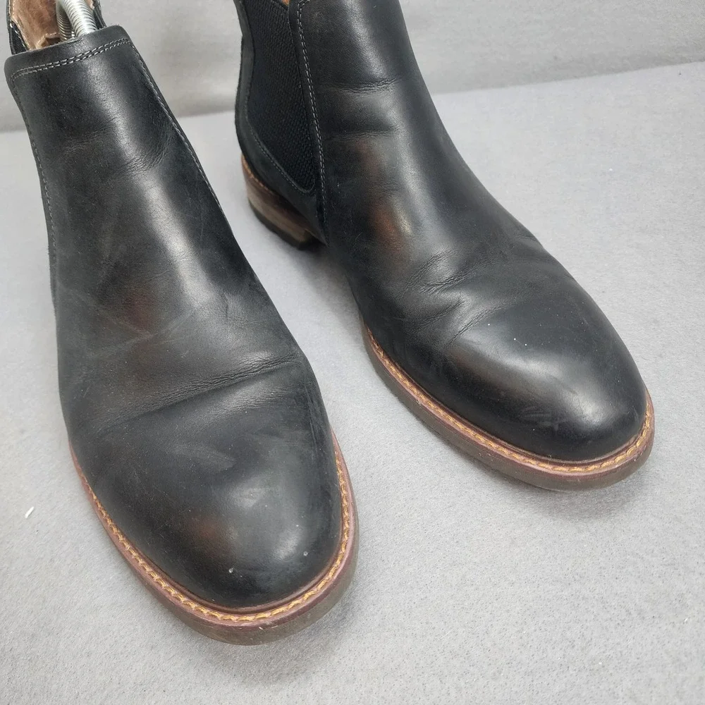 Florsheim Chelsea Boots Black Leather Suede Lug Sole Mens 8M 11964-010